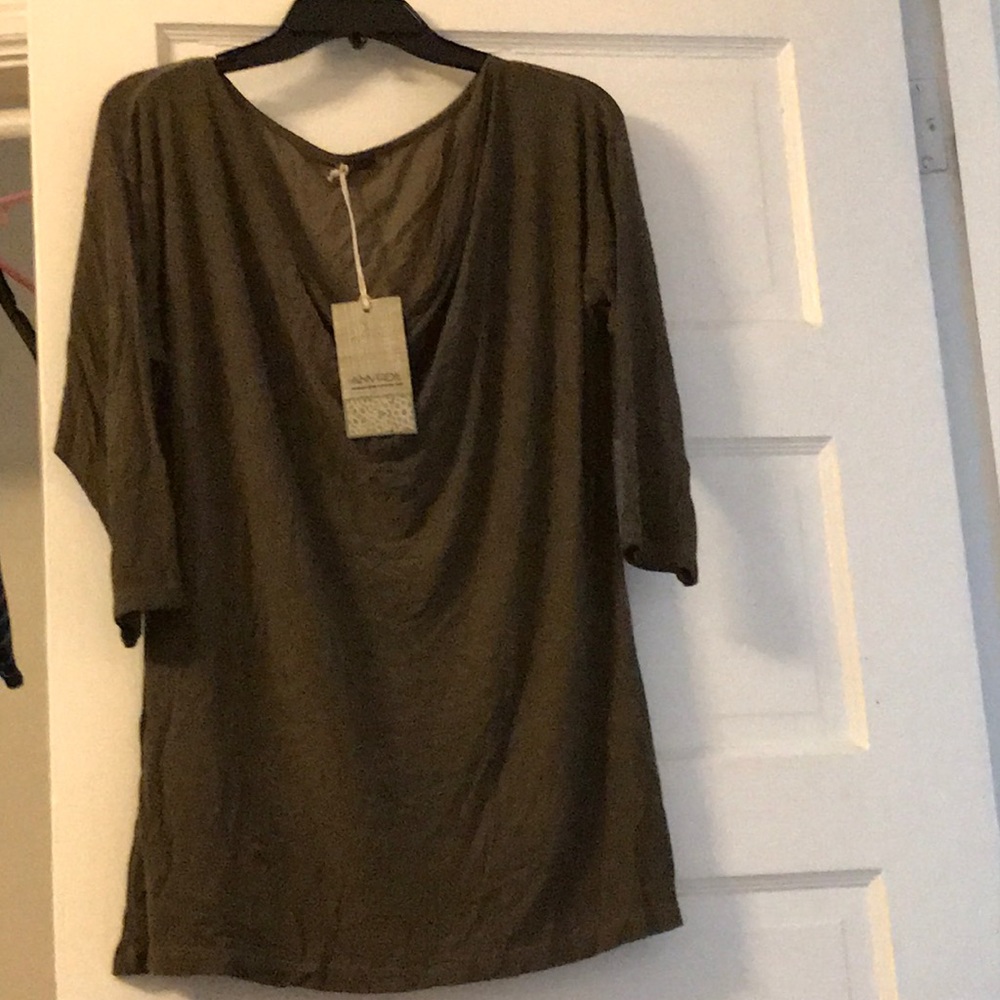Brown scoop neck angels never die top